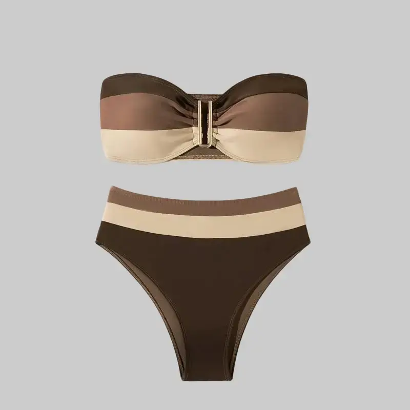 Women's Plus Size 2-Piece Triangle Bikini Set - Solid Push-Up Top with Adjustable Straps, Tummy Control Bottoms, High Stretch Polyester Blend, Push-Up Bust, Machine Washable, Sizes S-XL