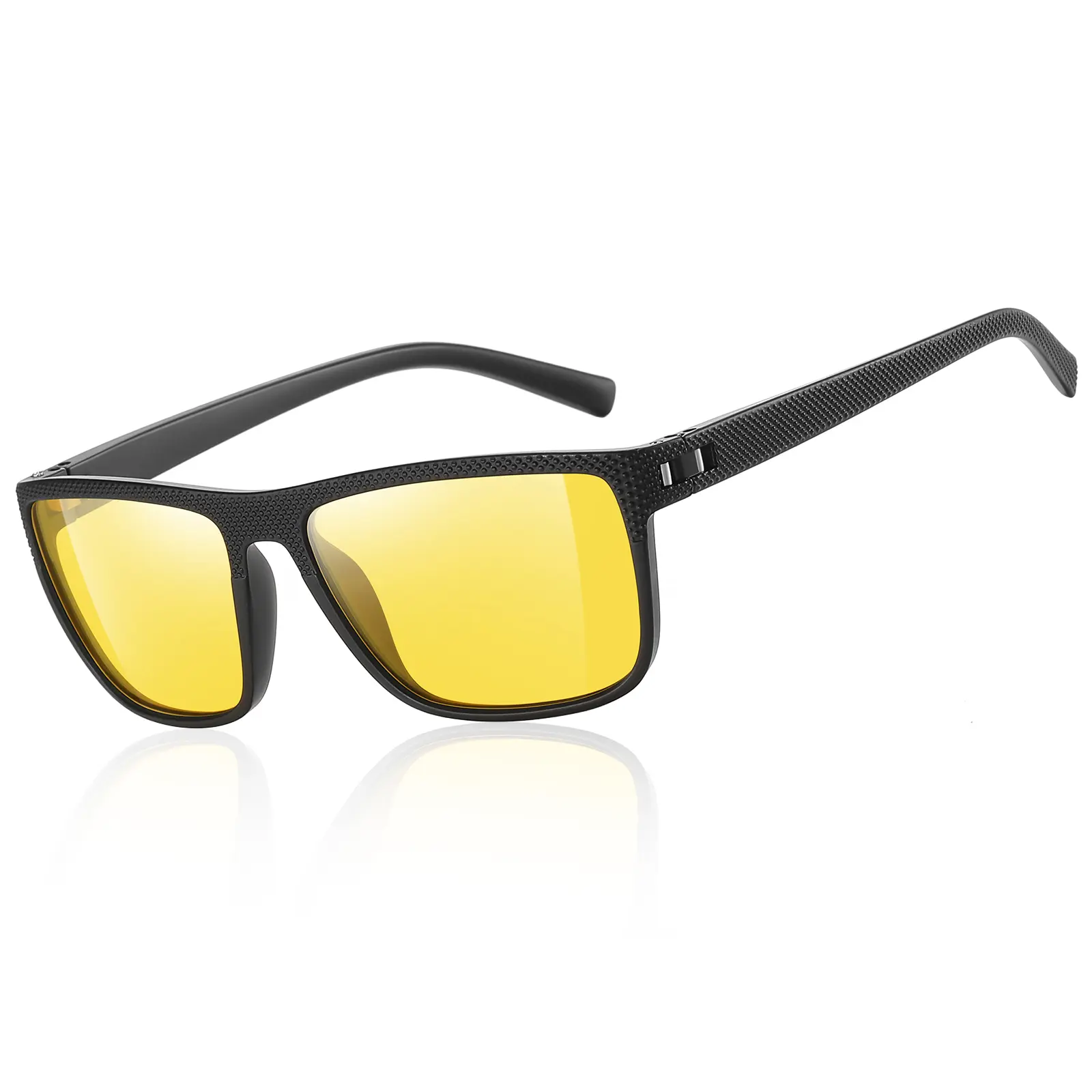 Rmmeey Polarized Rectangular Night Vision Driving Sunglasses for Men - Lightweight Durable Safety Eyewear with UV Protection, Anti-Glare Function, Yellow Lenses, Polarized Sunglasses, Lightweight Durable Sunglasses