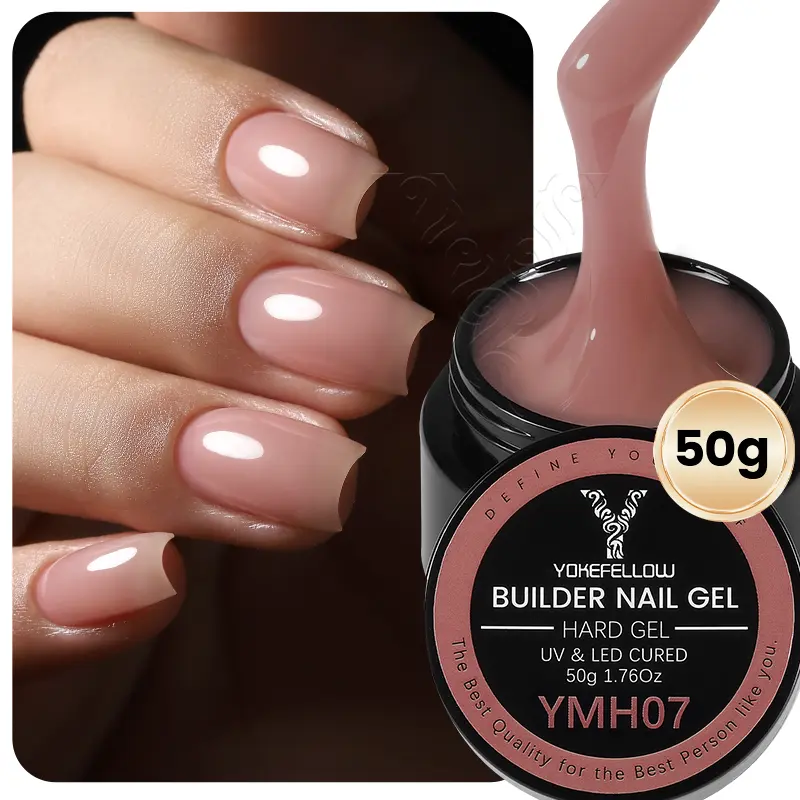 YOKEFELLOW Builder Nail Gel YMH07 Dusty Rose Nude Brown Extension Gel 50g 1.76oz  Builder Gel for Nail Extension Profession poly nail gel Long Lasting Hema-Free Tpo-Free Nail Extension Gel for Beginner DIY at Home