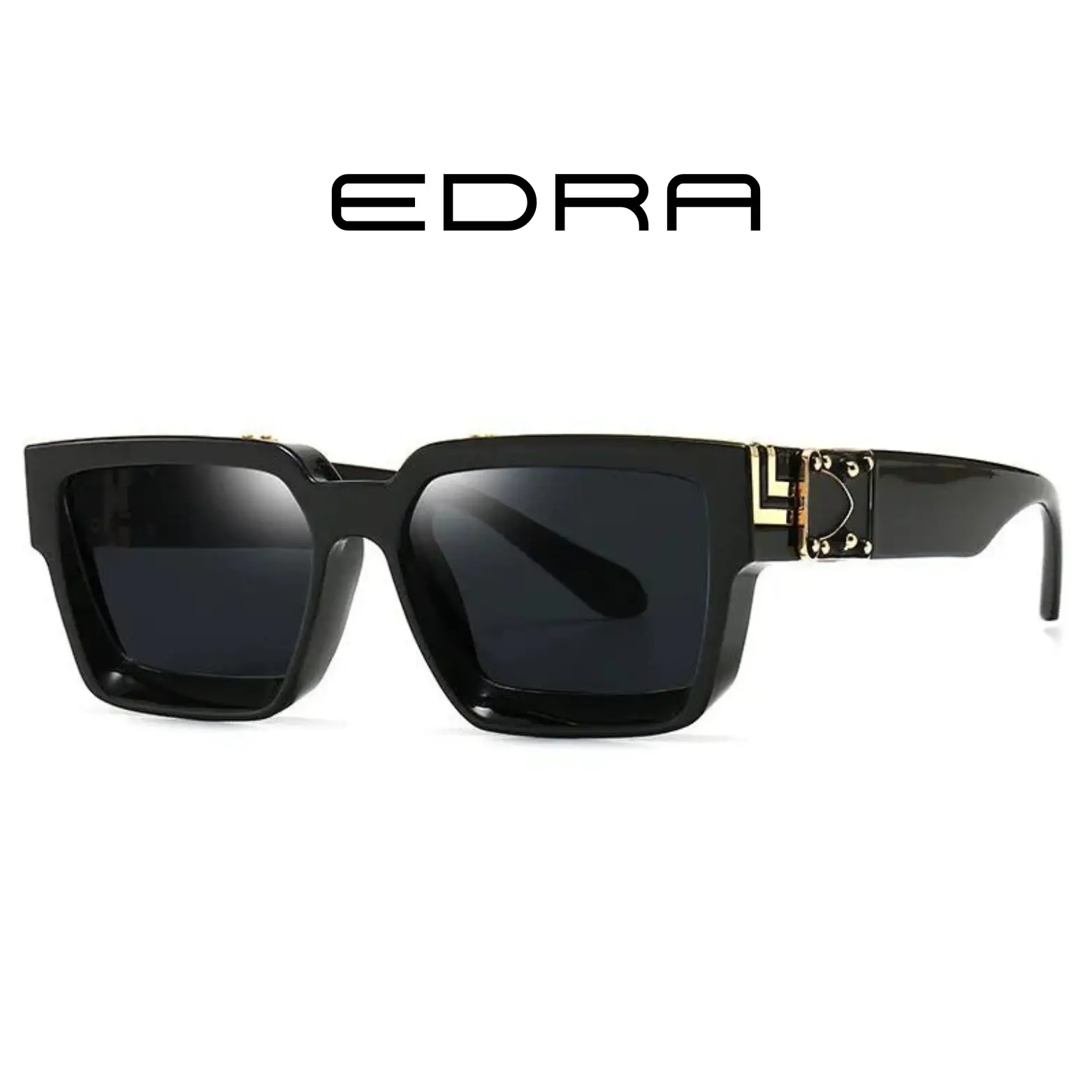 Fashion Luxury Brand Style Sunglasses, 100% UV Protection, Thick Square Frame, Women Unisex, Black and Gold Color Combination and Black on Black Durab