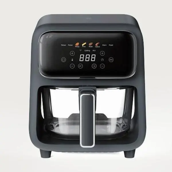 Black Glass Air Fryer, with Nonstick Basket, Easy to Clean, Smart Touch Screen, Dishwasher Safe, 4.2QT Airfryer Cooker
