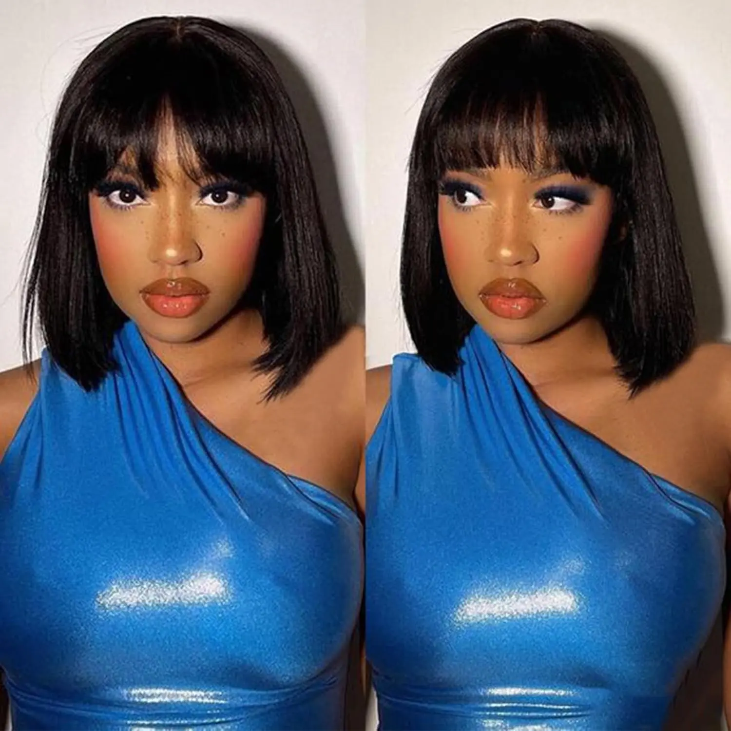 [New Arrival]ShowRealHair Edna Bob Wig 3x1 Bob Wig Short Bone Straight Unprocessed Virgin Human Hair Wig Glueless Multi Color Lightweight Breathable Easy Install Natural Style