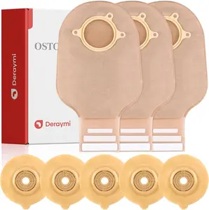 30 PCS Colostomy Bags Convex Ostomy Bag Two Piece Colostomy Supplies, Drainable Ostomy Pouches for Uneven Wrinkled Skin Irregular Stoma, 45mm Max (20 x Bags+10 x Convex Barriers)