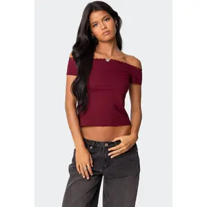 Xoe Off Shoulder Lace Trim Top