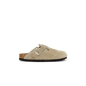 BIRKENSTOCK Boston Rivets Clog in Taupe Suede BIRKENSTOCK Boston Rivets Clog in Taupe Suede