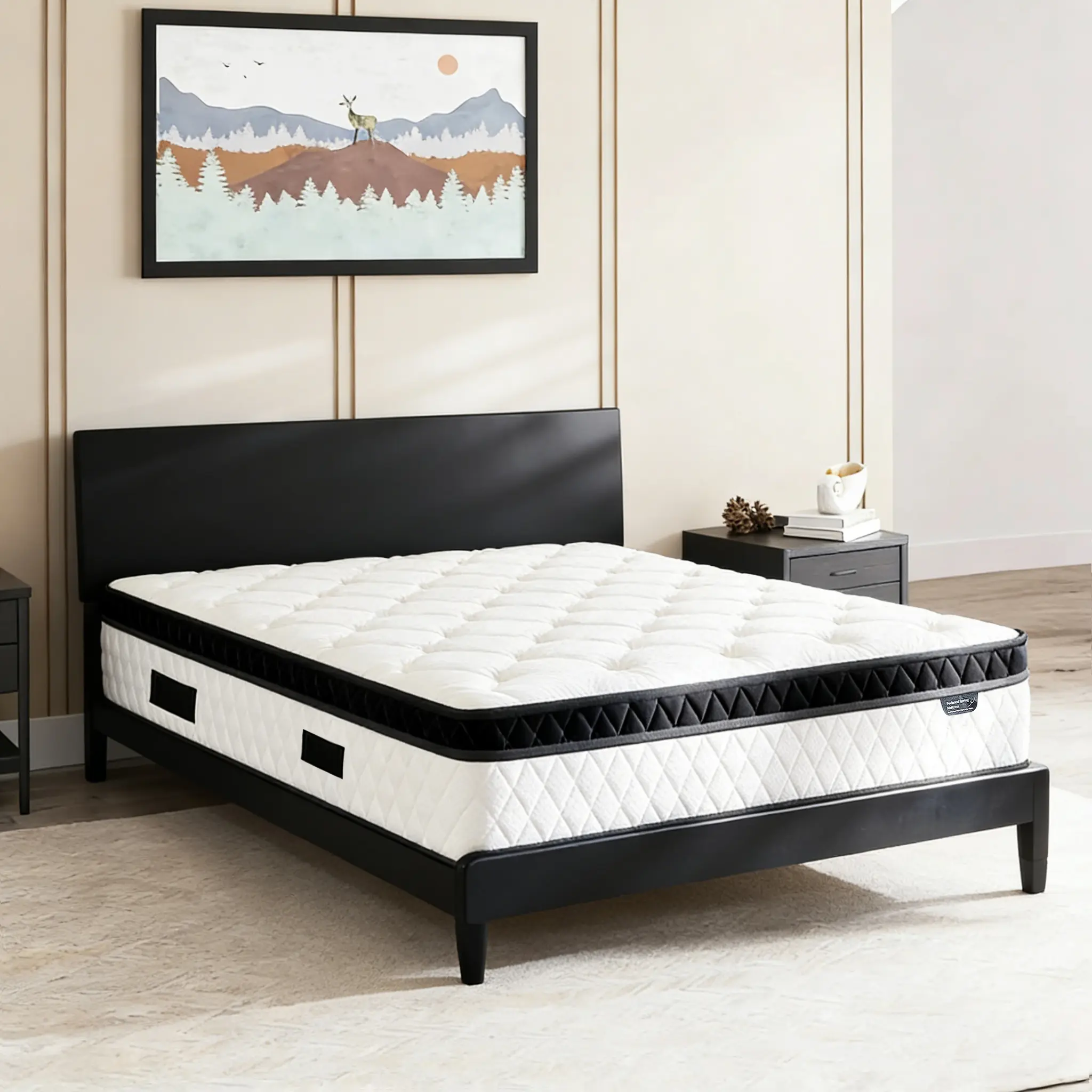 Queen Size Premium Bed Mattress (10-12 in Boxed) - Hybrid Cooling Mattress with Supportive Memory Foam Filling, Individually Pocketed Springs, Ergonomic Design for Spine Soothing, Back Lumbar Support & Pain Relief Spine Soothing Mattress Foam Filling Matt