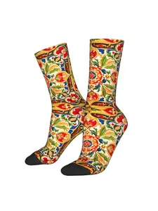Polyester Socks with Printed Portuguese Azulejo Design