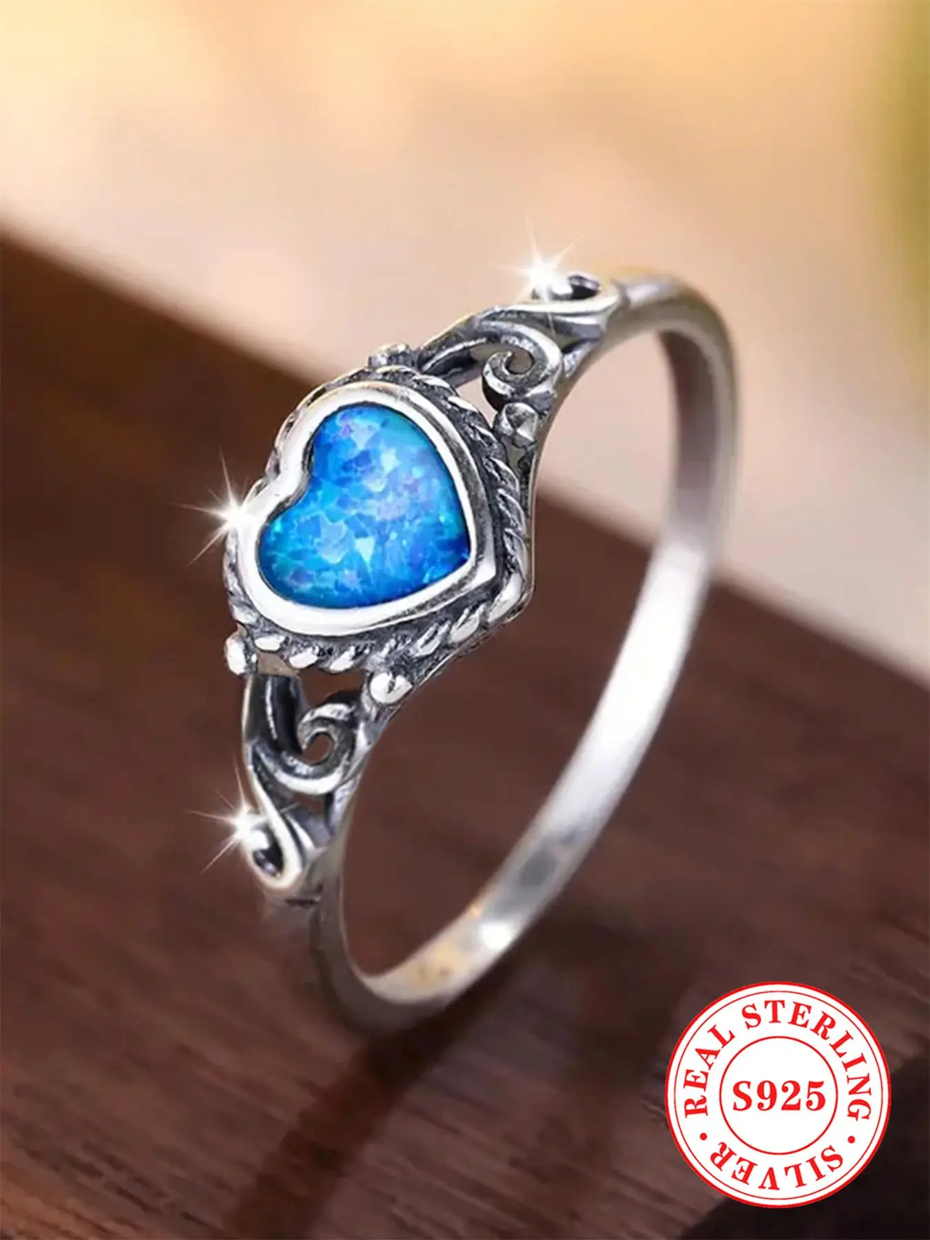 925 Sterling Silver Vintage Style Heart Shaped Decor Ring, Fashion Jewelry Accessories for Women & Girls, Trendy Exquisite Jewelry for Birthday Gift,