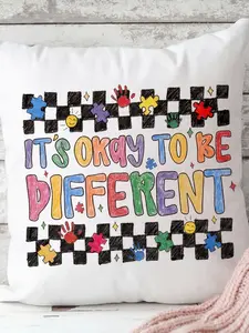 [Pillow Cover ONLY] Retro Autism Pillow Case, Coquette Rainbow Autism Design, Autism Puzzle Awareness, Positive Neurodiversity Gift