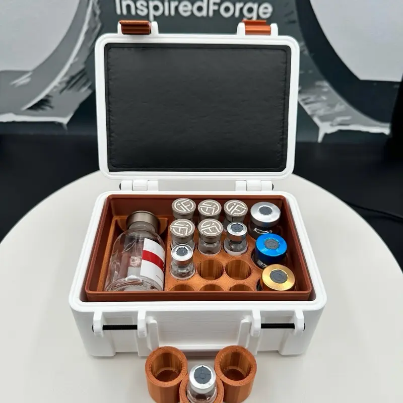Peptide Storage Case - High Quality Insulin Case with Secure Slots for Peptide Bottles - Ideal for Travel and Storage Boxes Vial Organization Matte Organizer Box
