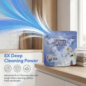 Sensitive Skin Laundry Detergent Balls, Low Allergenic Formula, Fragrance-Free, Strong Cleaning Power, 5-Pack Convenience, Easy Care