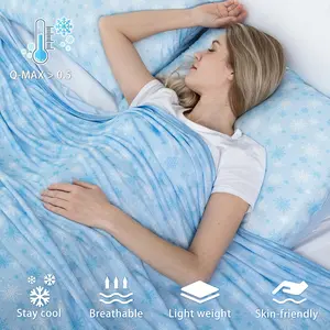 ORHOPUI 1PC Cooling Blanket for Hot Sleepers – Thin Summer Cooling Blanket Throw Size, Q-Max >0.5 Lightweight Cooling Throw Blanket for Bed, Couch, or Sofa – Snowflake Cool Blankets