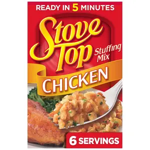 Stove Top Chicken Stuffing Mix 6 oz Box for Dinner Sides Thanksgiving Baking Easy Prep Savory Butter Flavor 5 Minutes Ready