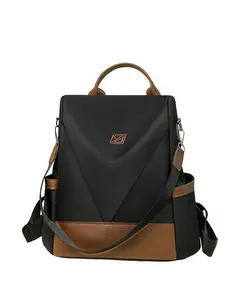 High-Quality Colorblock Anti-Theft Backpack, Women's Commute Travel Bag, Waterproof Nylon, Large Capacity, Casual Style
