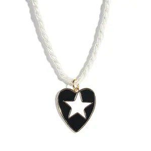 Silk Cord Enamel Heart Necklace Collection