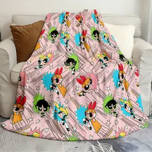 Classic Blanket The Powerpuff s Pattern Smooth blanket Comfortable flannel blanket for home and travel