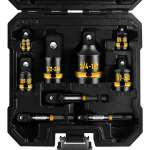 9-  Socket Adapter & Reducer Set, 1/4" & 3/8" & 1/2" &3/4" Drive Socket Adapter Set with Deep Embossed & Painted Markings, Include 1/4" Drive SAE Hex Shank Adapters