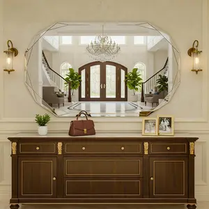 Antok Bathroom Mirror Wall Mirror Frameless Oval Arched Shape with Beveled Edge for Bedroom Living Room Entryway Hallway