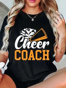 100% Cotton Unisex Cheerleader Coach Cheer Coach T-Shirt Casual Graphic Printed Tee