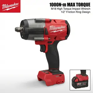Milwaukee M18 FMTIWF12 18V Cordless Impact Wrench, 1/2 Inch Square Drive, Max Breakaway Torque 1000Nm, 3-Speed Adjustable IPM 0-2100, Fits M24 & Below High Strength Bolts, Heavy Duty Power Wrench for Auto Repair & Industrial Fastening