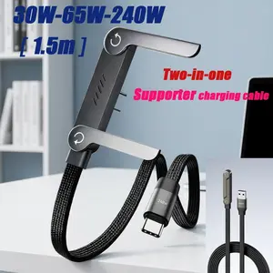 240w Fast Charging Foldable Stand Cable, USB-C to USB-C Data Line, Type C Charging, Desktop Stand Charger for iPhone 17/16, Samsung Devices