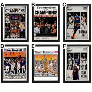 New York Knicks 53-Year Championship Vintage Newspaper Metal Tin Sign Set | Retro Knicks Finals Headline Wall Plaque Basketball Fan Collectible Decor