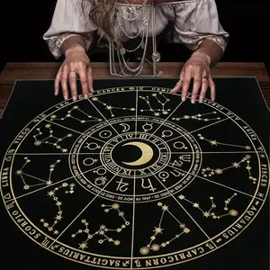 1 piece 2D flat Tarot card tablecloth (only the tablecloth), exquisite pattern divination tablecloth, suitable for meditation, social games, home decoration and outdoor festival activities