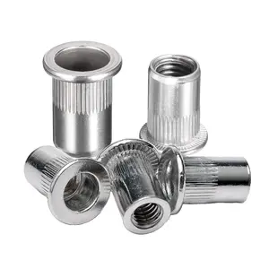 Rivet Nut 5/16"-18 UNC 50Pcs Stainless Steel 304 Finish Flat Head Rivnut Threaded Insert Nut Knurled Body (Silver 5/16"-18)