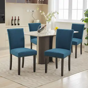 OUTGOODS Upholstered Parsons Dining Chair, Fabric Kitchen Chairs with Nailhead Trim, Wood Legs and Padded Cushion