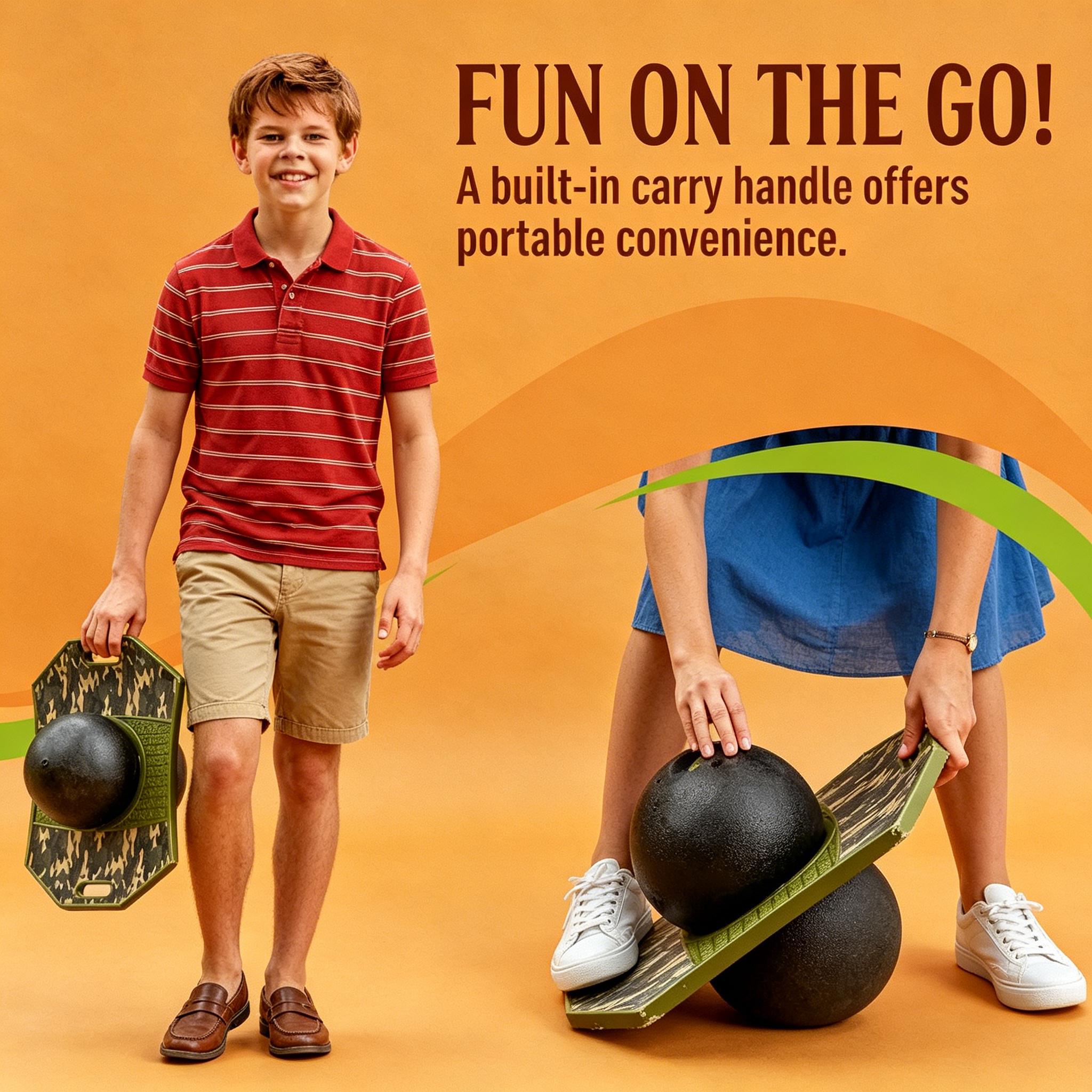 Kids Pogo Trick Ball Balance Bounce Board with Anti-Slip Deck & Pump, Indoor Outdoor Toy for Ages 6+