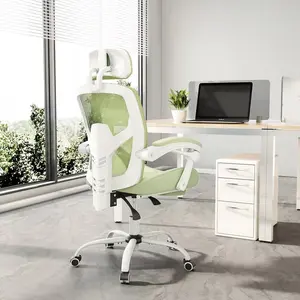 on sale-Ergonomic Reclining High Back Mesh Gaming Chair with Adjustable Lumbar Support & Retractable Footrest for Living Room & Office