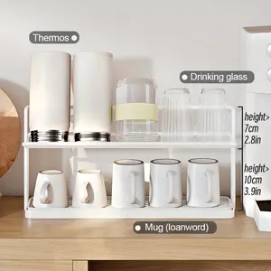 1pc Sleek White Metal Cup & Bottle Drying Rack with Drain Tray - Space-Saving Countertop Organizer for Mugs, Thermoses, and More - Perfect for Kitchen Storage, Kitchen Storage Rack, Standing Shelf