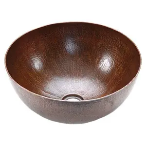 Medium Round Vessel Hammered Copper Sink