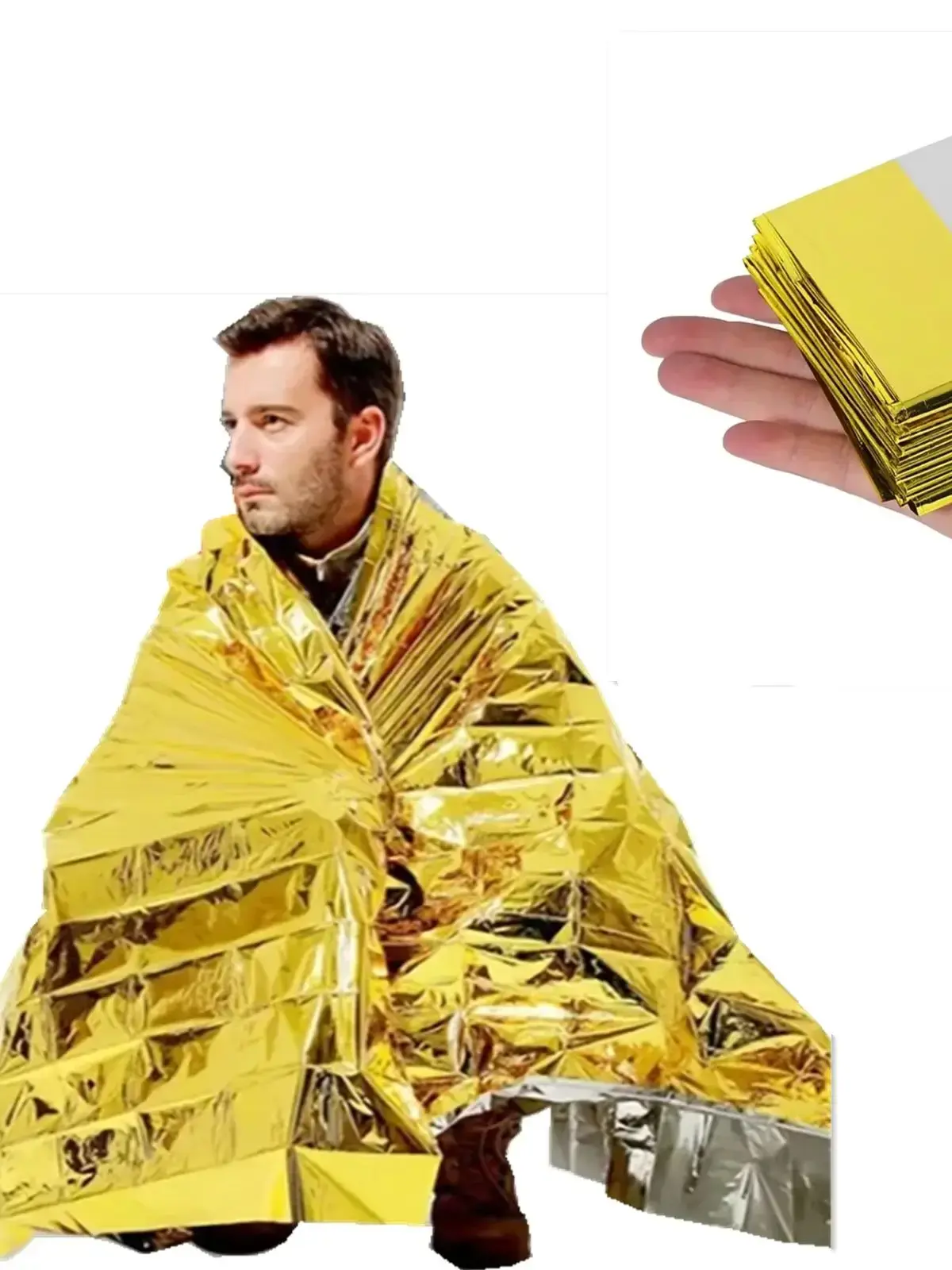 160*210Cm Emergency Blanket Waterproof Keep Warm Blanket Camping Survival Tool Life Saving First Aid Insulation Tools Gold NONE