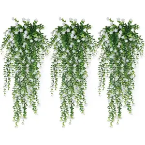 6 Pcs UV Resistant Artificial Camellia Hanging Vine Garland, Fake Hanging Flowers, Faux Hanging Plant, Lifelike Artificial Flower for Wall, Home, Garden, Patio, Yard, Wedding Decoration