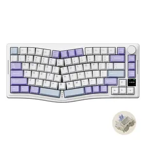 AJAZZ AKS075 wireless mechanical keyboard new gift switch Alice ergonomic keyboard Gasket structure three-mode full-key hot-swappable RGB lighting with TFT color screen 5000mAh long battery life DIY suitable for office and gaming games