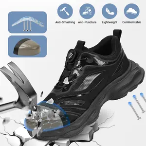 Steel Toe Shoes for Men Women Safety shoes Work shoes work safety sneaker Stylish shoe with Rotating Buckle Smash Stab Resistant Air Cushion Safety Shoes Comfortable Breathable  All-Day Comfort  Work Shoes Industrial Work Safety Sneaker All Seasons