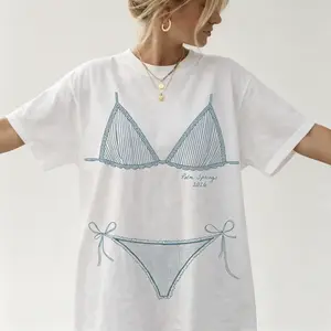 Oversized Cotton-Blend Bachelorette Graphic T-Shirt for Brides, Coastal Coquette Beach Aesthetic White Bride Tribe Matching Top, Women's Summer Vacation Gym T-Shirt (Contact Customer Service for Custom Requests), Graphic T Shirts, T Shirts