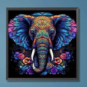 Elephant Pattern DIY Diamond Art Painting Picture without Frame, Diamond Painting Kits, 5D Diamond Art Paint Cross Stitch Kit, DIY Decorative Painting for Bedroom Living Room Office, Handicraft