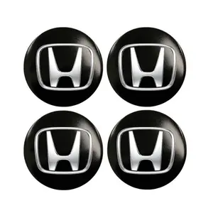 4pcs Wheel Center Cap Stickers for Honda Models, Aluminum Metal Logo Decals, Car Accessories for Crv Civic Fit City Accord Odyssey