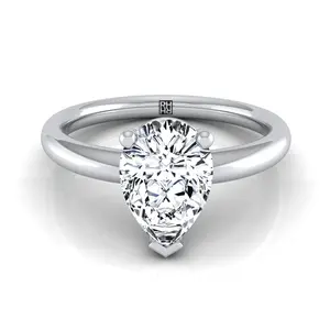 The Tori Solitaire Engagement Ring Setting for Pear Diamonds in Platinum