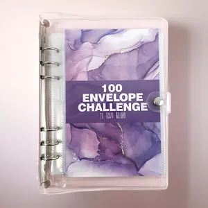 1Pcs 2024 A5 Envelopes Money Saving Challenge Binder, Money Saving Binder with Laminated $5050 Tracker, Savings Challenge Planner, Office Stationery Supplies