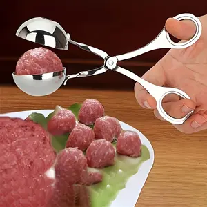 1pc Stainless Steel Ice Cream Ball Scoop & Meatball Maker Set - Non Stick, Easy Squeeze Tool for Perfect Rice Balls, Cake Pops & Ice Cream Scoop | Anti-Slip Handle, Dishwasher Safe Kitchen Gadget