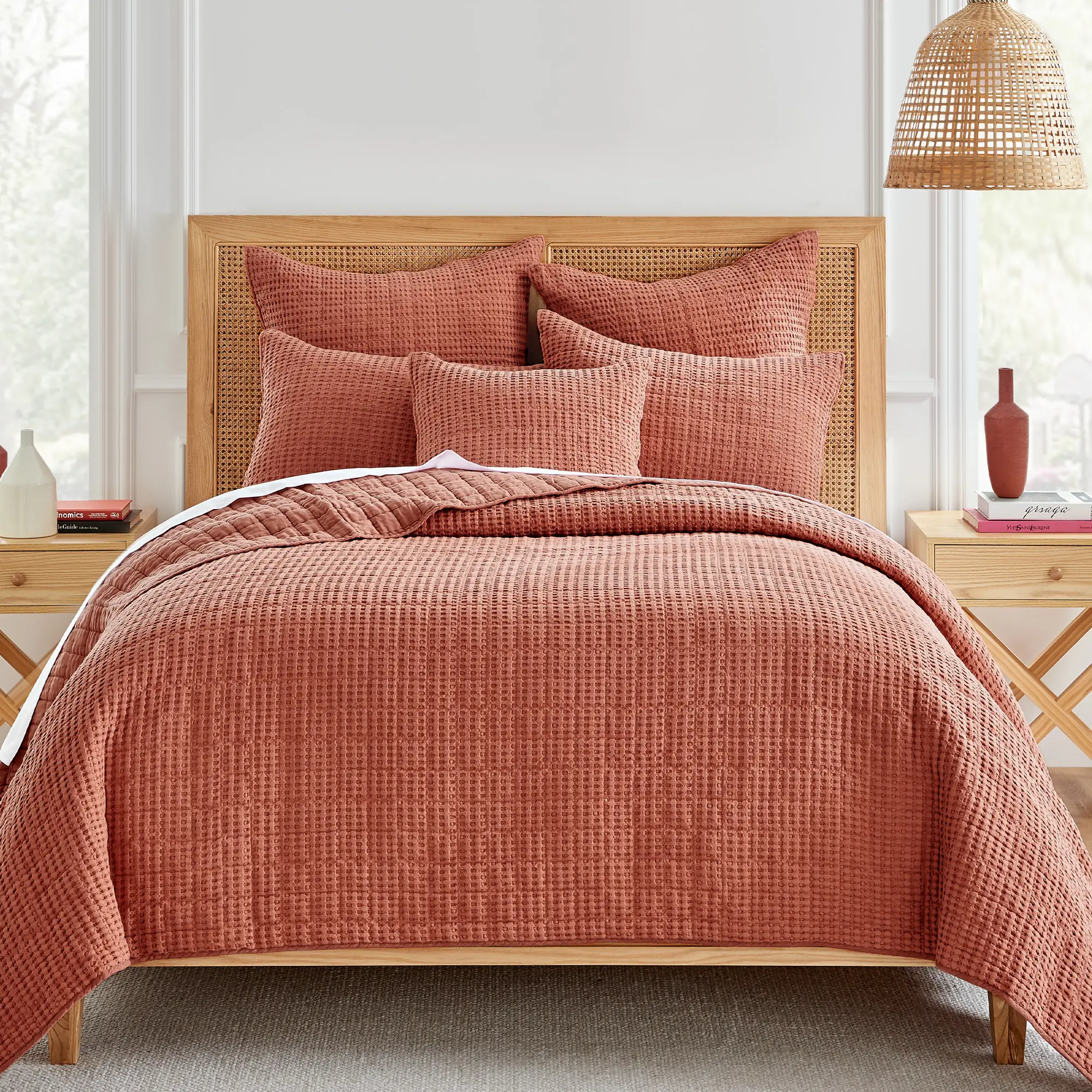 Levtex Home Mills Waffle Bedding Quilt Set - Twin/Twin XL Size Adobe Cotton Waffle Soft Set with 68x86in Quilt and 26x20in Sham, Soft Quilt Set