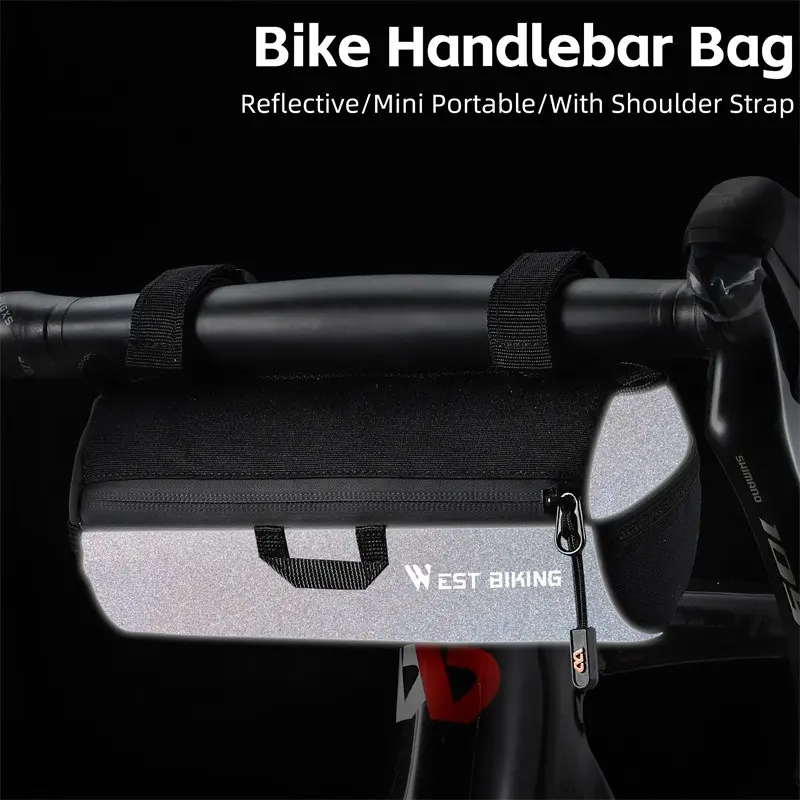 WEST BIKING Bike Roll Bag. 1L Round Front Bicycle Handlebar Bags, Rubber Strap Packs for MTB Cyrcing Trip Mtb Bike Rack Tube Bag