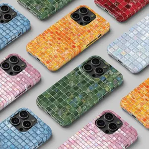 Glass Mosaic Tiles Tough Phone Case, iPhone 17/16/15/14/13/12/11/X Plus/Air/ProMax/Pro Accessories,It makes a great gift for friends or family.