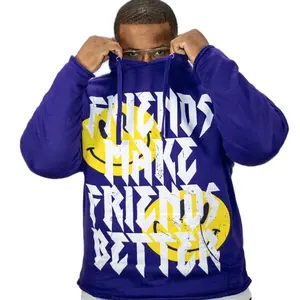 Purple “Smiley” Motto Cropped Hoodie