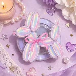 Balloon Dog Bow MagSafe Phone Grip: Cute Pastel Coquette Aesthetic Magnetic Phone Holder, Girly Kawaii Accessory Gift, Phone Kindle Popgrip