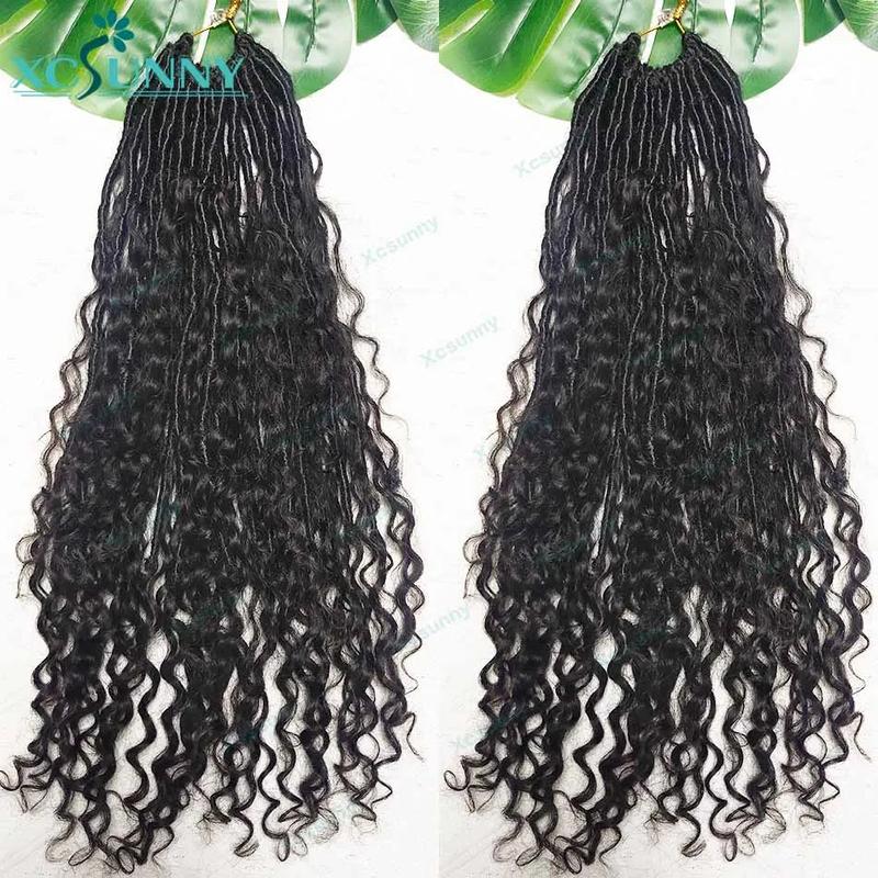 Crochet Boho Locs With Human Hair Curls Pre Looped Crochet Hair Jerry Curly Human Hair Ends For Black Women Synthetic Locs