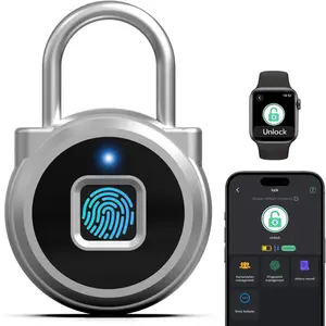 Fingerprint Padlock Smart Bluetooth APP Control Biometric Lock for Gym Locker School Luggage Cabinet Fence Storage Silver